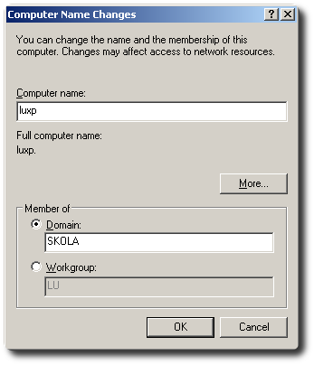 Windows XP darbstacijas pievienošana domēnam