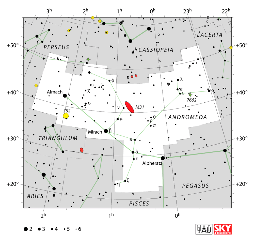 Andromedas zvaigznāja karte